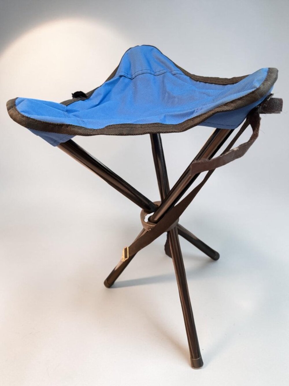 Folding Blue Tripod Stool With Black Frame For Camping Hiking & Outdoor Use
